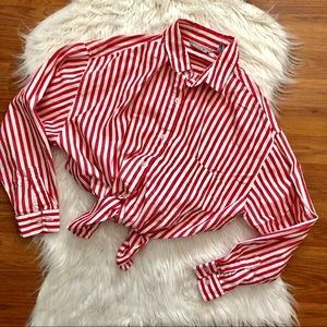 red and white stripped long sleeve top